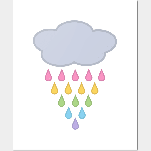 Raining Rainbow Rain Cloud Wall Art by Kelly Gigi